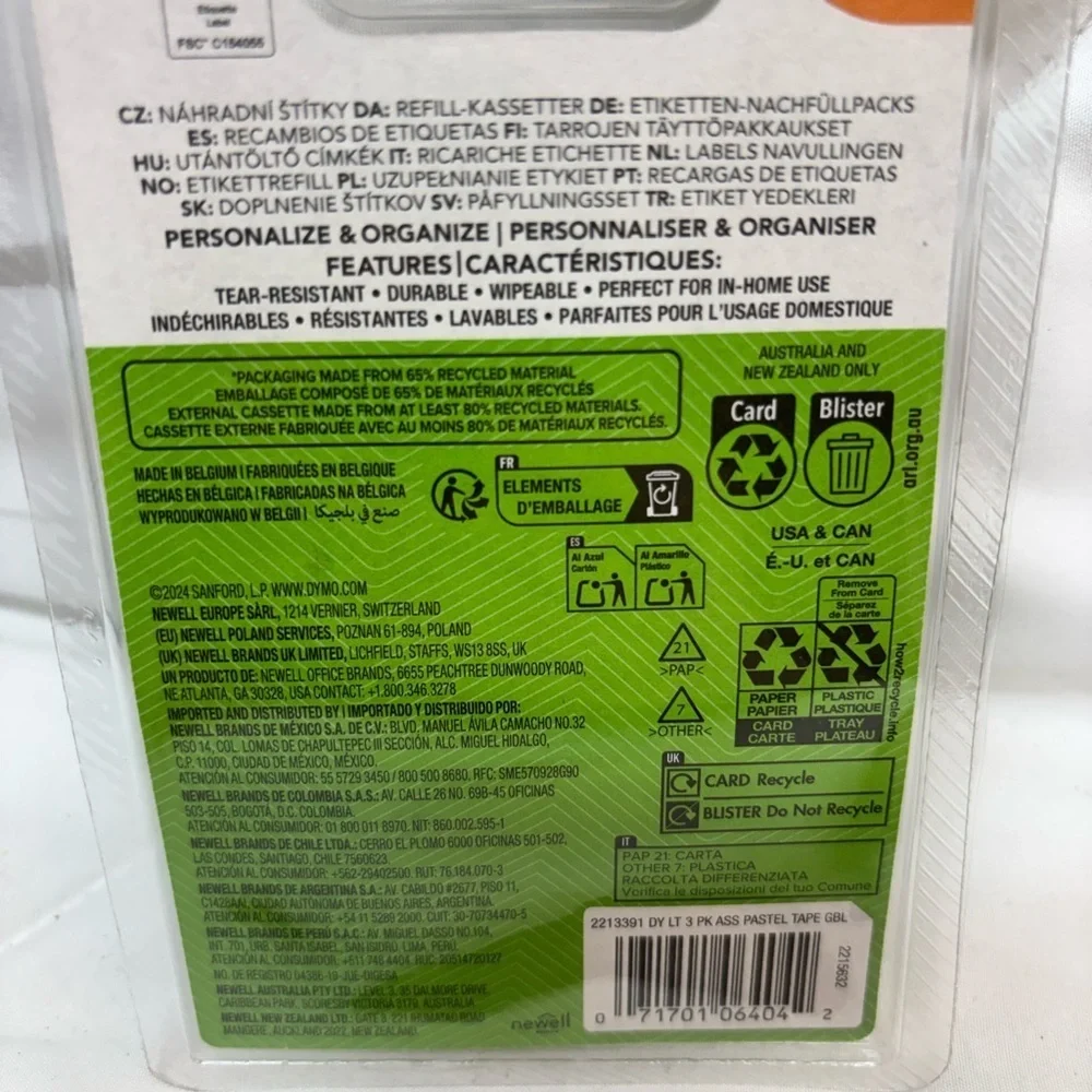 New Dymo Pastel Label Refills Pack/ strawberry cream pistachio & daydream